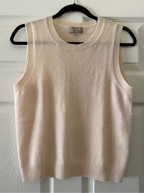 J. Crew Ivory Cashmere Sleeveless Shell Sweater Vest